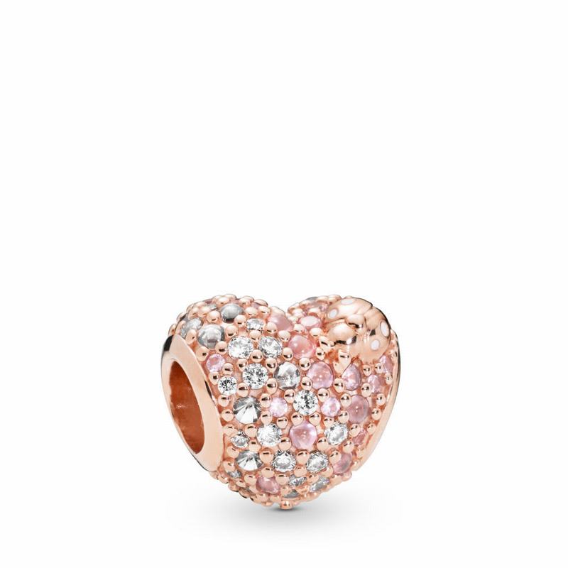 Pandora Australia Gleaming Ladybird Heart Charm - Pandora Rose™ | NWECTA736